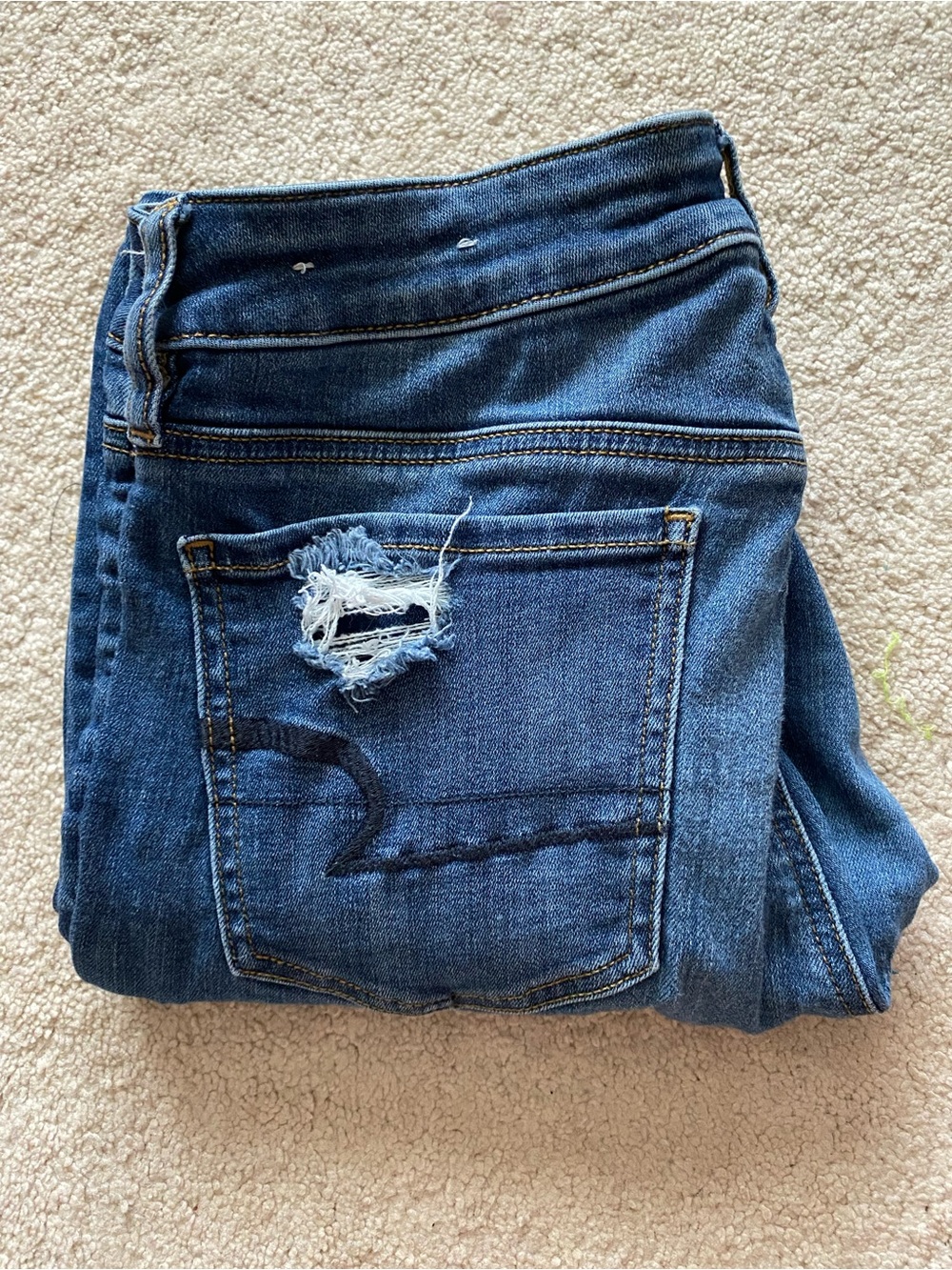 American Eagle Outfitters Dark Blue Distressed Skinny Jeans - Picture 2 of 7